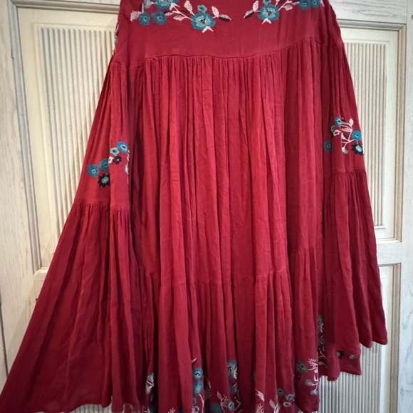 FREE PEOPLE Red Floral Te Amo Bohemian Mini Dress, Large - Picture 13 of 16